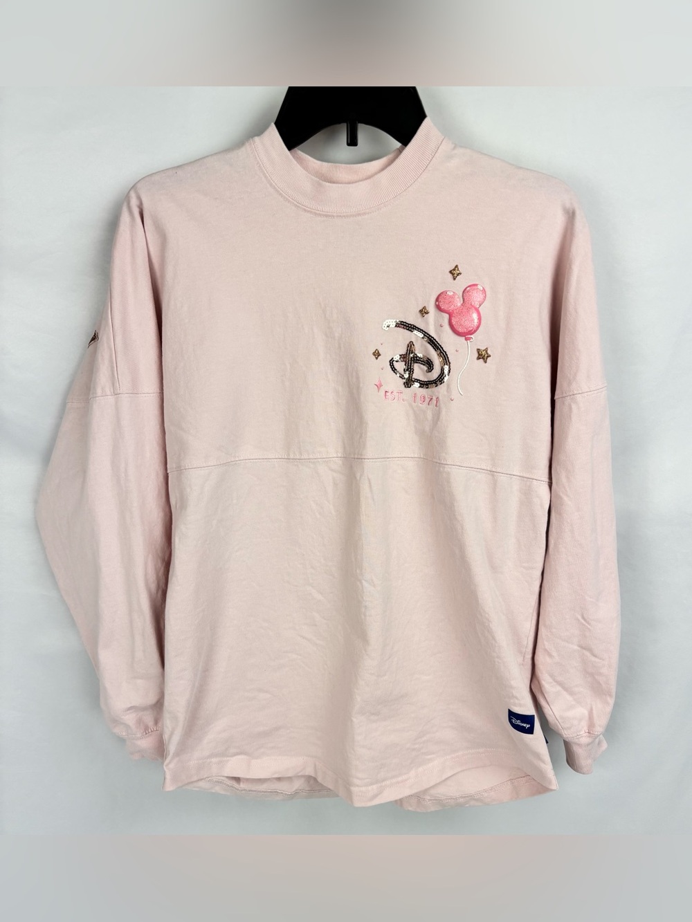Walt Disney World Parks Spirit Jersey Pink Balloon Sequin Shirt Adult XS FLAW